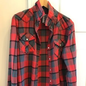 Authentic 44mm Legendary Goods Red Plaid Flannel Long Sleeve Shirt Medium